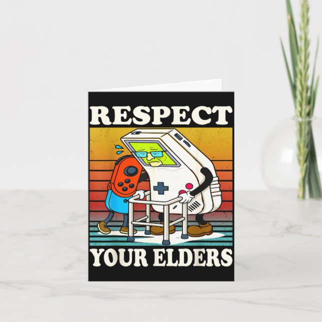 Respect Your Elders Gaming Control 80s Retro Funny Card (Front)