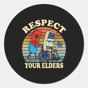 Respect Your Elders Gaming Control 80s Retro Funny Classic Round Sticker