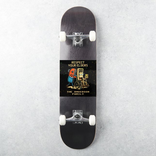 Respect Your Elders Gaming Control Retro Funny (Skateboard)