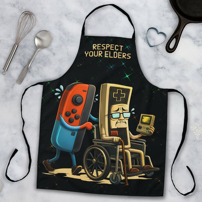 Respect Your Elders Gaming Control Retro Funny Apron (Creator Uploaded)