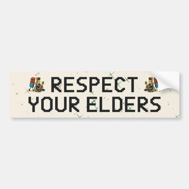 Respect Your Elders Gaming Control Retro Funny Bumper Sticker (Front)