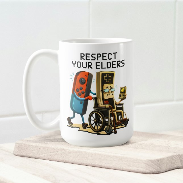 Respect Your Elders Gaming Control Retro Funny Coffee Mug (Creator Uploaded)
