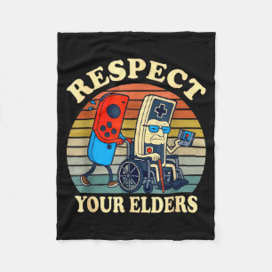 Respect Your Elders Gaming Control Retro Funny Gam Fleece Blanket