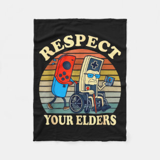 Respect Your Elders Gaming Control Retro Funny Gam Fleece Blanket