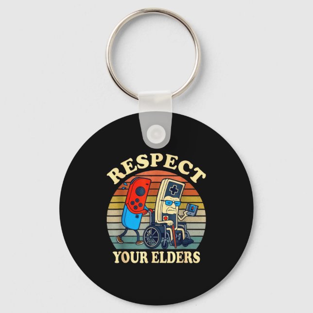 Respect Your Elders Gaming Control Retro Funny Gam Key Ring (Front)