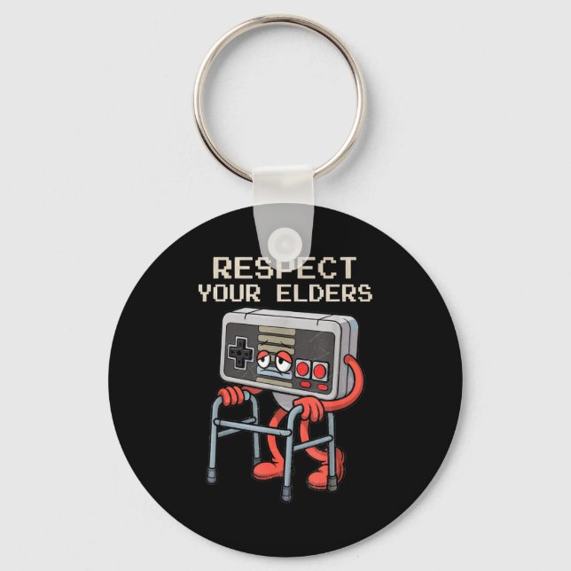 Respect Your Elders Gaming Control Retro Funny Gam Key Ring (Front)