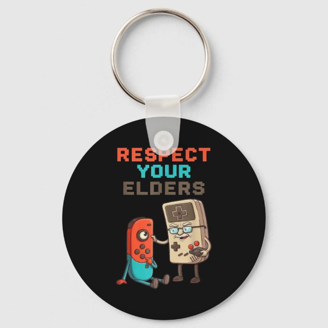 Respect Your Elders Gaming Control Retro Funny Gam Key Ring (Front)
