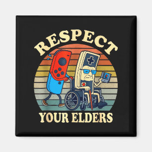 Respect Your Elders Gaming Control Retro Funny Gam Magnet