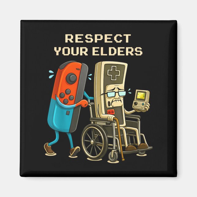 Respect Your Elders Gaming Control Retro Funny Gam Magnet (Front)