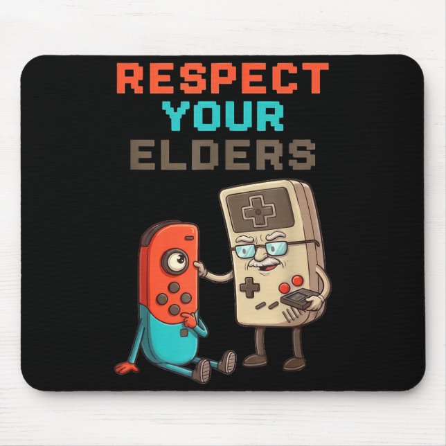Respect Your Elders Gaming Control Retro Funny Gam Mouse Pad (Front)