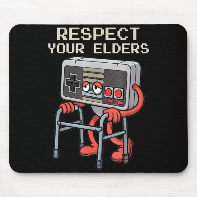 Respect Your Elders Gaming Control Retro Funny Gam Mouse Pad (Front)