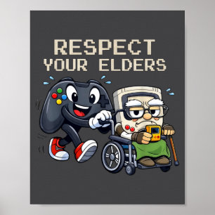 Respect Your Elders Gaming Control Retro Funny Gam Poster