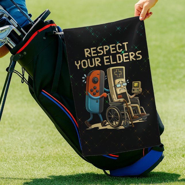 Respect Your Elders Gaming Control Retro Funny Golf Towel (Creator Uploaded)