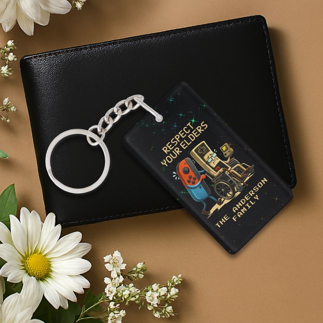 Respect Your Elders Gaming Control Retro Funny Key Ring (Creator Uploaded)