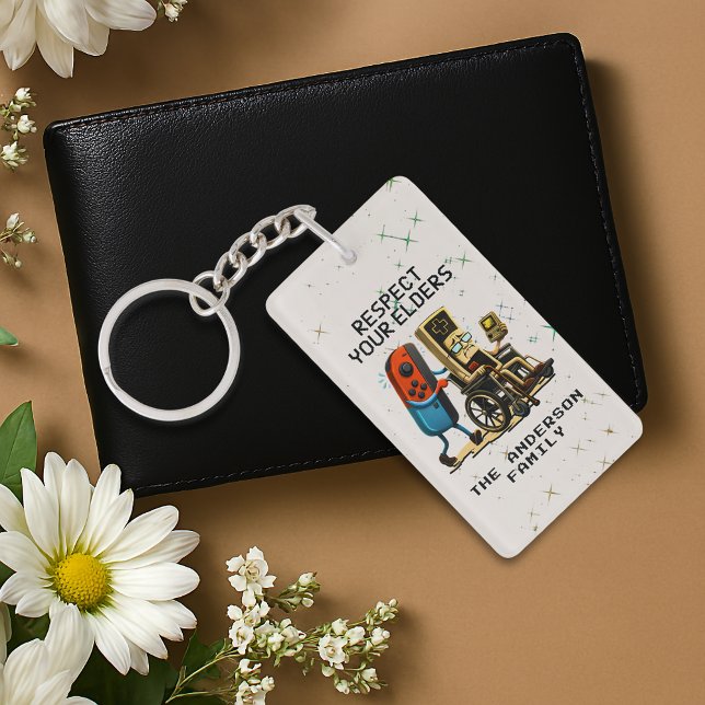 Respect Your Elders Gaming Control Retro Funny Key Ring (Creator Uploaded)
