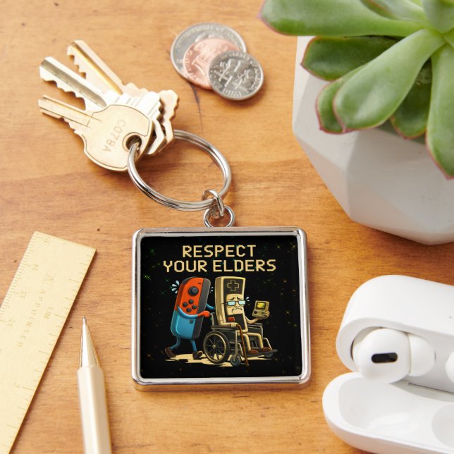 Respect Your Elders Gaming Control Retro Funny Key Ring (Desk)
