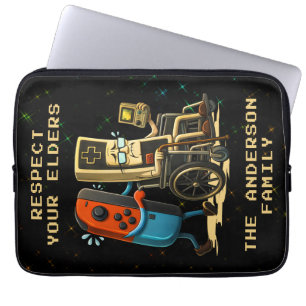 Respect Your Elders Gaming Control Retro Funny Laptop Sleeve