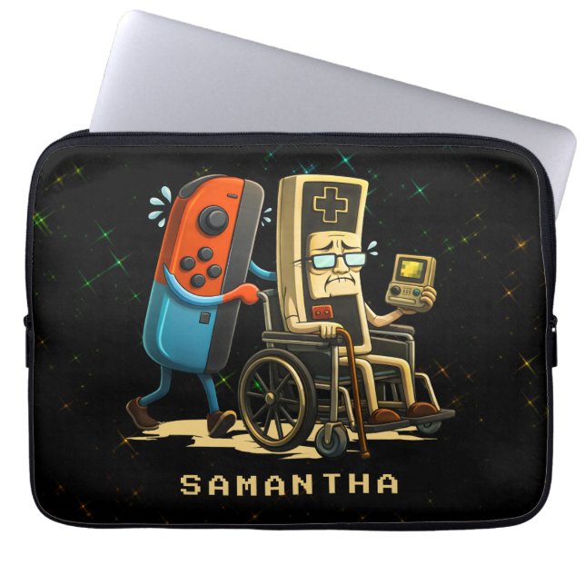 Respect Your Elders Gaming Control Retro Funny Laptop Sleeve (Front)