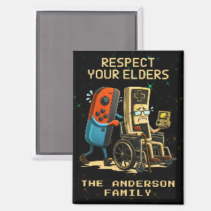 Respect Your Elders Gaming Control Retro Funny Magnet