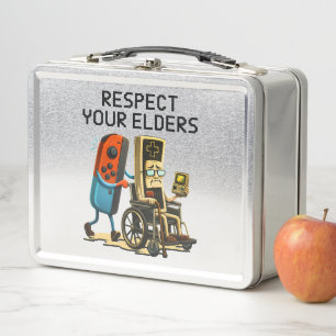 Respect Your Elders Gaming Control Retro Funny Metal Lunch Box