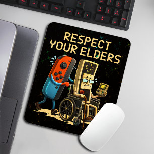 Respect Your Elders Gaming Control Retro Funny Mouse Pad