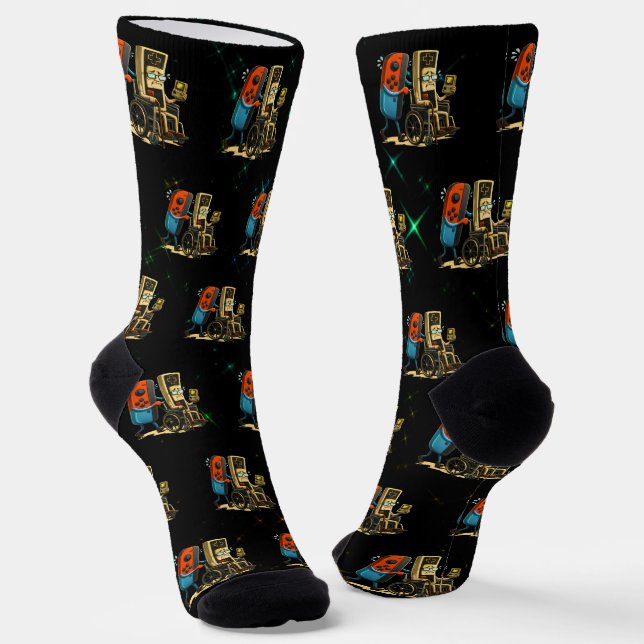 Respect Your Elders Gaming Control Retro Funny Socks (Angled)