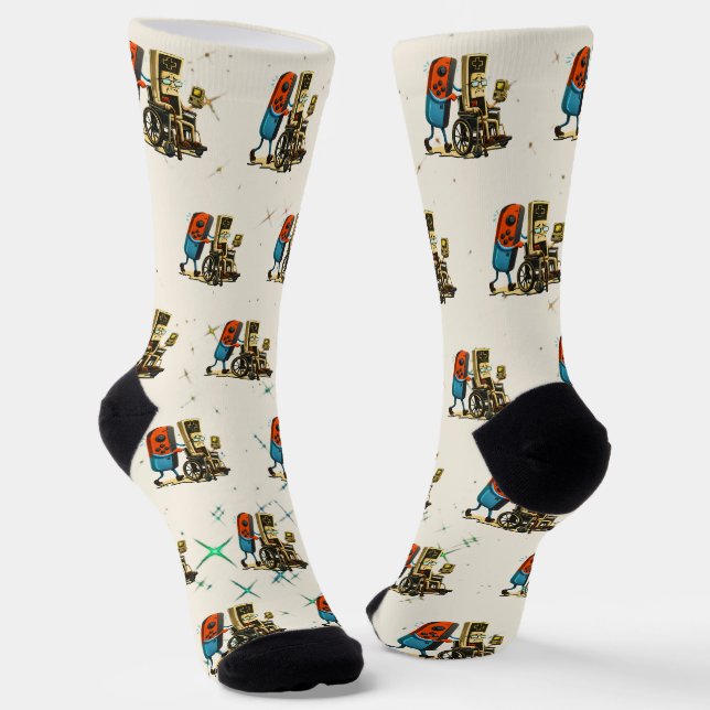 Respect Your Elders Gaming Control Retro Funny Socks (Angled)