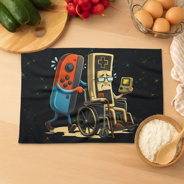 Respect Your Elders Gaming Control Retro Funny Tea Towel (Creator Uploaded)