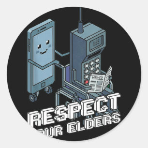 Respect your elders retro 80s gaming controller classic round sticker