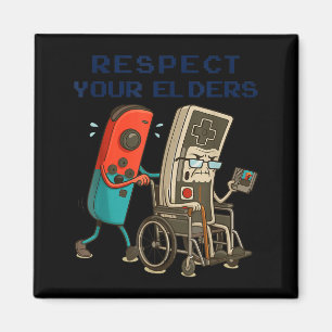 Respect Your Elders Retro Gaming Control Gamer Con Magnet