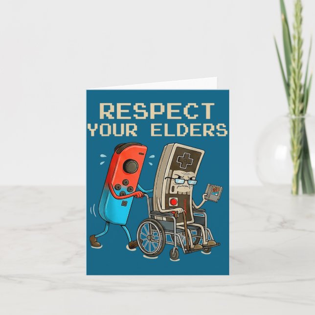 Respect Your Elders Retro Gaming Controller Funny  Card (Front)
