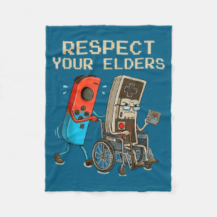 Respect Your Elders Retro Gaming Controller Funny Fleece Blanket