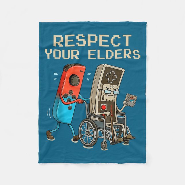 Respect Your Elders Retro Gaming Controller Funny  Fleece Blanket (Front)