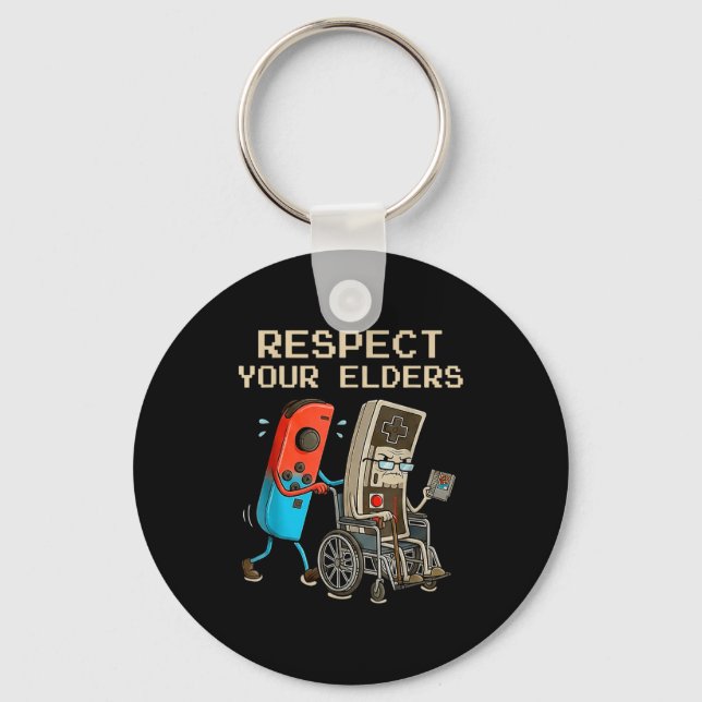 Respect Your Elders Retro Gaming Controller Funny  Key Ring (Front)