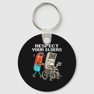Respect Your Elders Retro Gaming Funny Controller  Key Ring