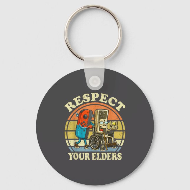 Respect Your Elders Retro Gaming Funny Controller  Key Ring (Front)