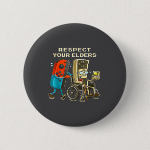 Respect Your Elders Retro Gaming Funny Gamer Contr 6 Cm Round Badge