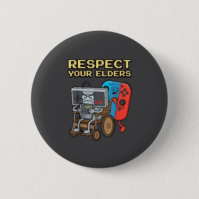 Respect Your Elders Retro Gaming Funny Gamer Contr 6 Cm Round Badge (Front)