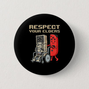 Respect Your Elders Retro Gaming Funny Gamer Contr 6 Cm Round Badge