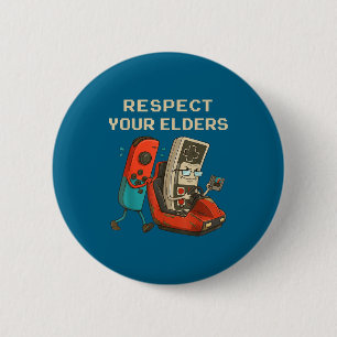 Respect Your Elders Retro Gaming Funny Gamer Contr 6 Cm Round Badge