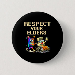 Respect Your Elders Retro Gaming Funny Gamer Contr 6 Cm Round Badge