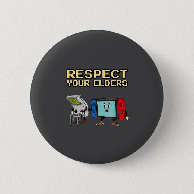 Respect Your Elders Retro Gaming Funny Gamer Contr 6 Cm Round Badge (Front)