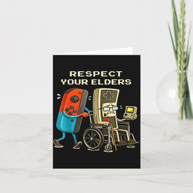 Respect Your Elders Retro Gaming Funny Gamer Contr Card (Front)