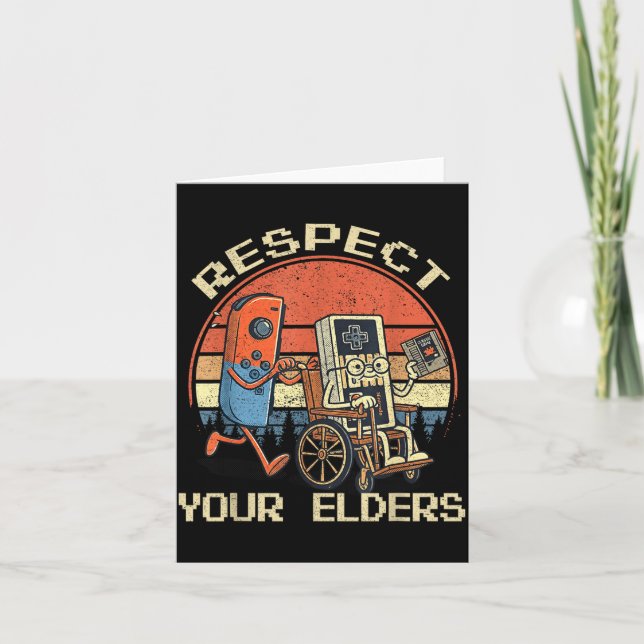 Respect Your Elders Retro Gaming Funny Gamer Contr Card (Front)