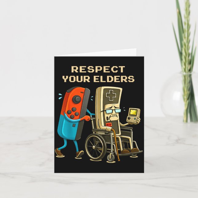Respect Your Elders Retro Gaming Funny Gamer Contr Card (Front)