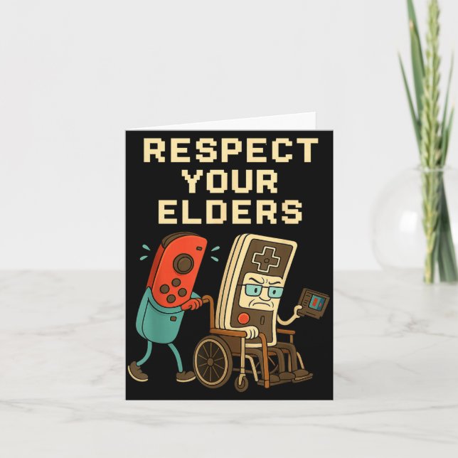 Respect Your Elders Retro Gaming Funny Gamer Contr Card (Front)