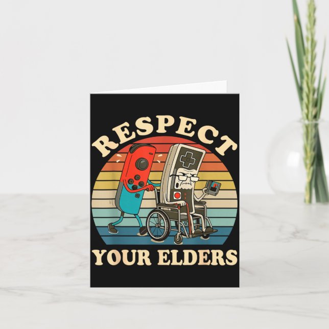 Respect Your Elders Retro Gaming Funny Gamer Contr Card (Front)