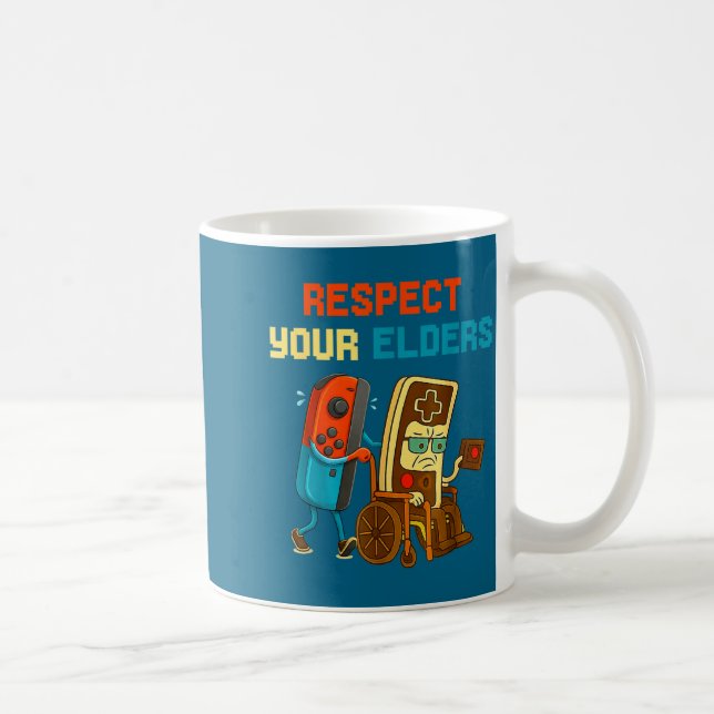Respect Your Elders Retro Gaming Funny Gamer Contr Coffee Mug (Right)
