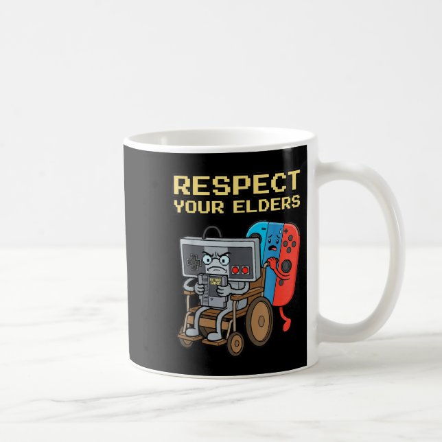 Respect Your Elders Retro Gaming Funny Gamer Contr Coffee Mug (Right)