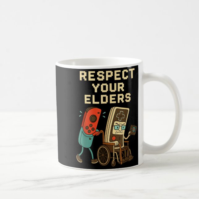 Respect Your Elders Retro Gaming Funny Gamer Contr Coffee Mug (Right)